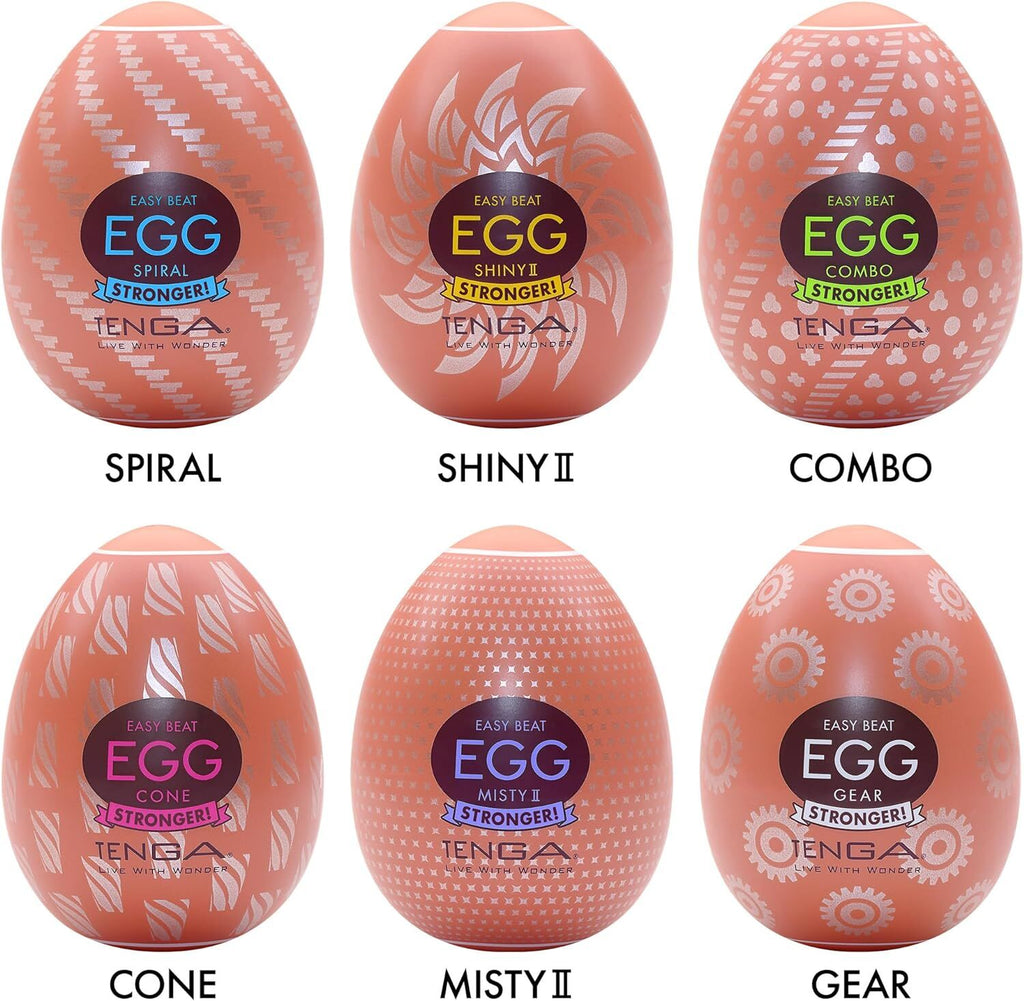 Tenga (Япония) Набір мастурбаторів-яєць Tenga Egg Hard Boilded II Pack (6 яєць), щільний TPE, опукла текстура