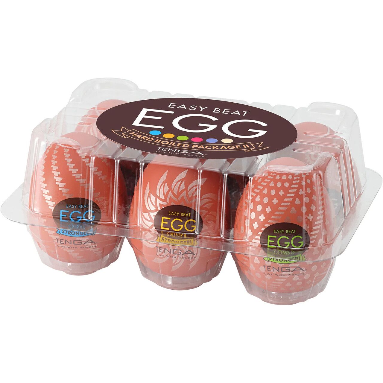Tenga (Япония) Набір мастурбаторів-яєць Tenga Egg Hard Boilded II Pack (6 яєць), щільний TPE, опукла текстура
