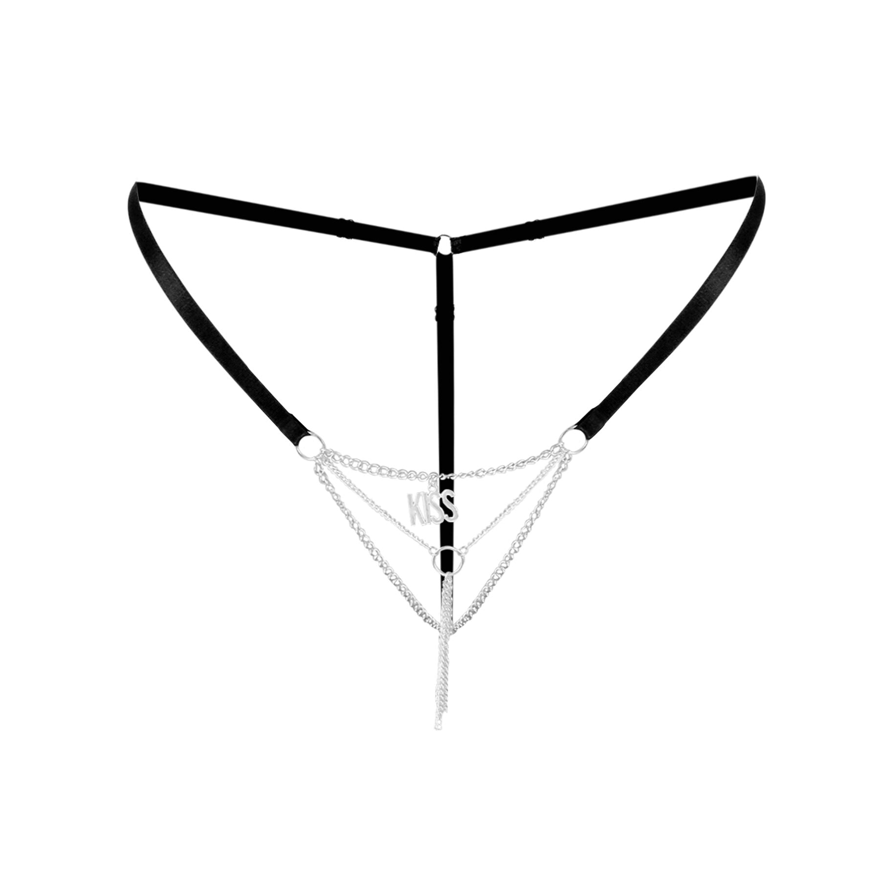 Art of Sex (Україна) Сексуальні трусики з ланцюжком та підвіскою Art of Sex - KISS panties XS-M, колір чорний
