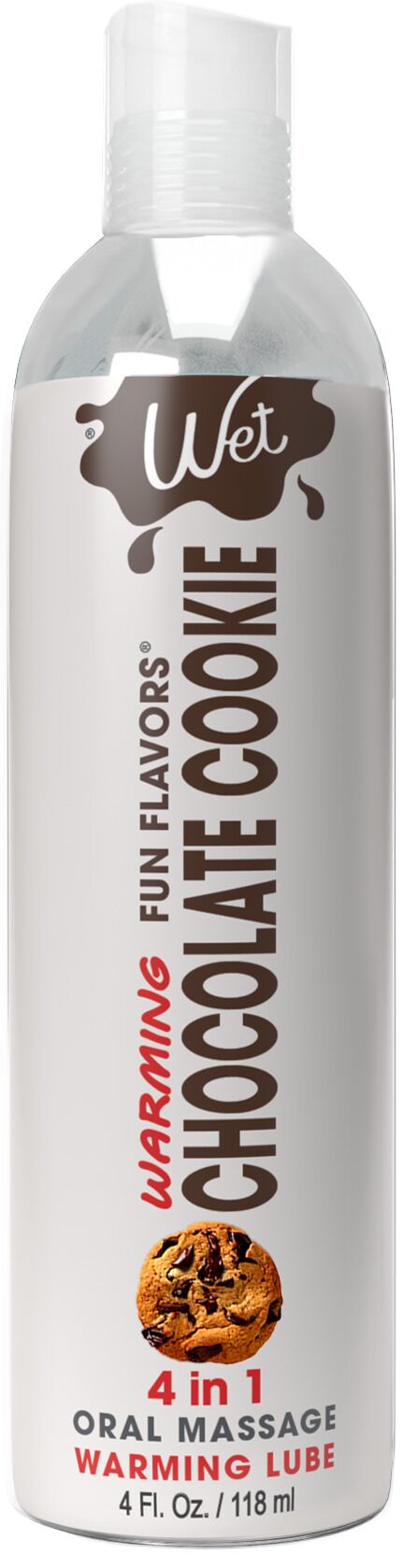 Wet (США) Зігрівальний лубрикант на водній основі Wet Warming Chocolate Cookie 4 in 1, без цукру (118 мл)