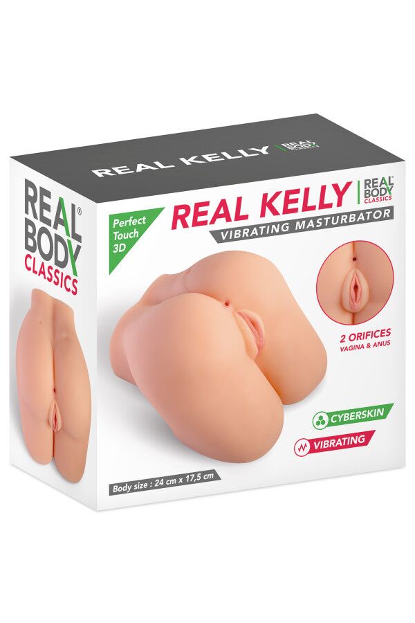 Real Body (Франція) Мастурбатор-півторс з вібрацією Real Body Real Kelly, вагіна та анус, 24х17,5 см