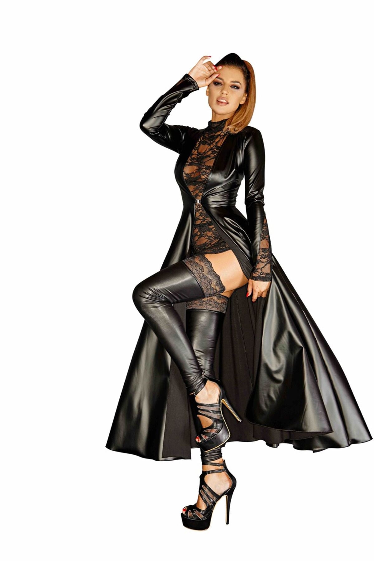 Noir Handmade (Польща) Сукня-плащ з мокрим ефектом Noir Handmade F128C Powerwetlook gown coat, L