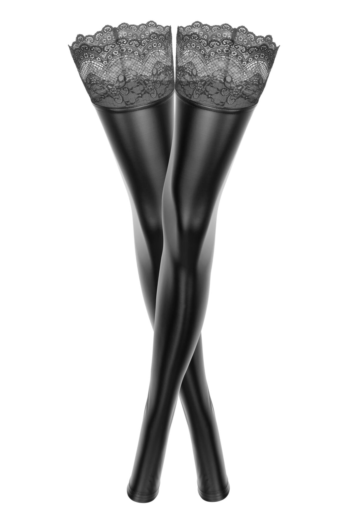Noir Handmade (Польща) Панчохи з мокрим ефектом Noir Handmade F135 Powerwetlook stockings, XXL, без мисків