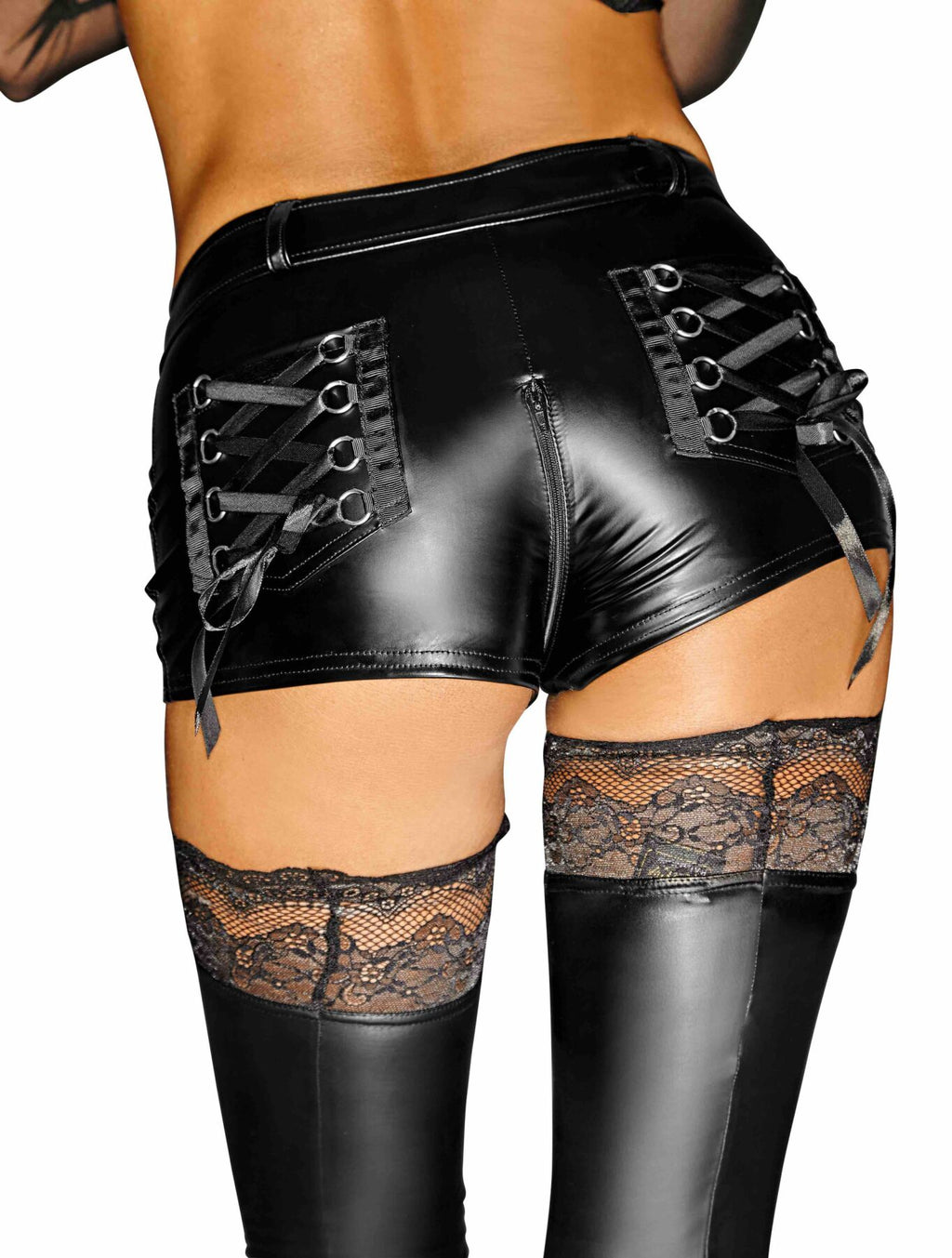 Noir Handmade (Польща) Шортики з мокрим ефектом Noir Handmade F138 Powerwetlook shorts, S