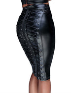 Спідниця-олівець зі шнурівкою Noir Handmade F152 Powerwetlook pencil skirt, L, з