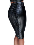 Noir Handmade (Польща) Спідниця-олівець зі шнурівкою Noir Handmade F152 Powerwetlook pencil skirt, XL, з мокрим ефектом