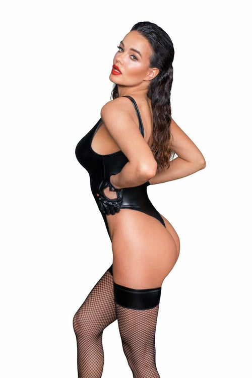 Боді з мокрим ефектом Noir Handmade F244 Powerwetlook body with high cut bottom hem