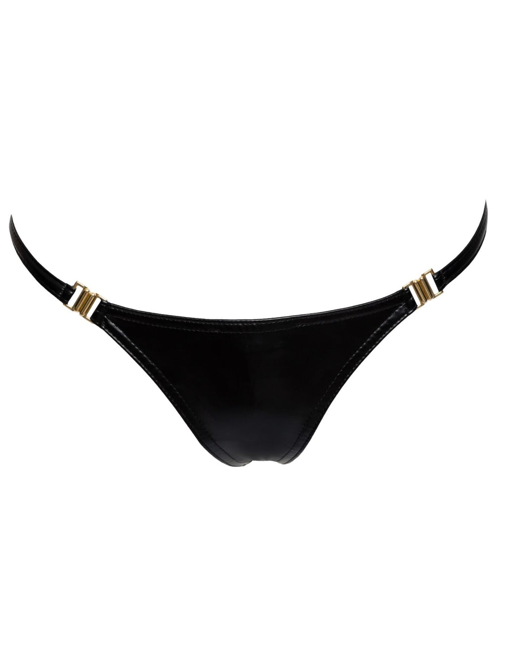 Трусики з мокрим ефектом Noir Handmade P008 Powerwetlook panty with gold clasp, 