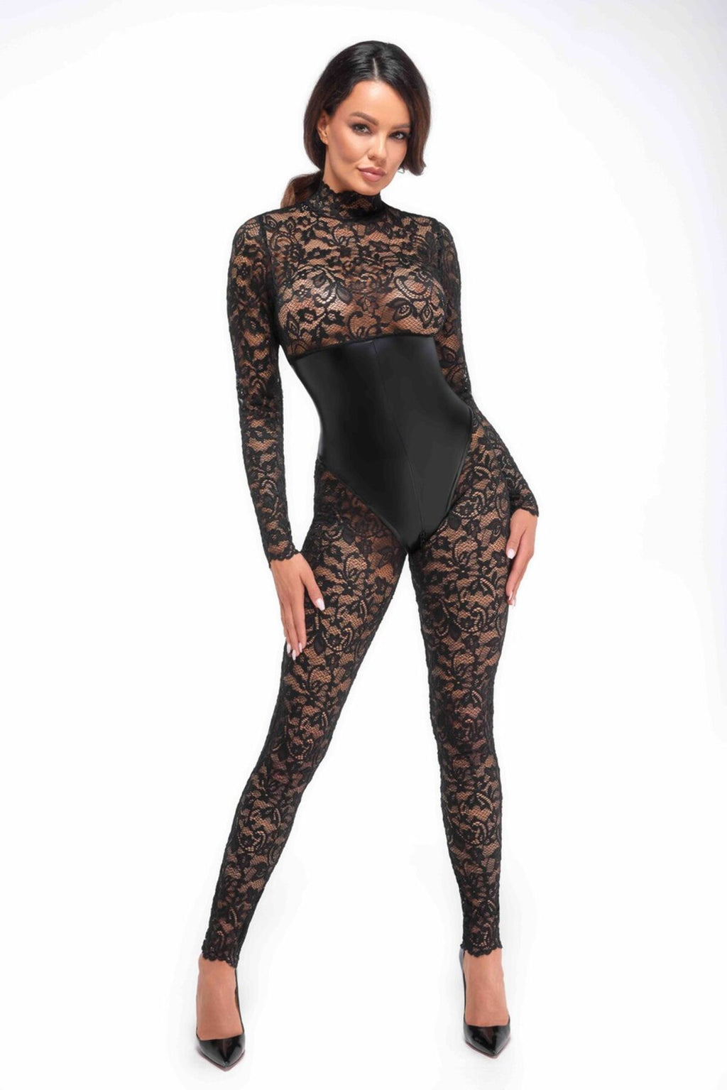 Noir Handmade (Польща) Комбінезон Noir Handmade F299 Enigma, XXL, мереживо, довгий рукав, імітація корсета, доступ