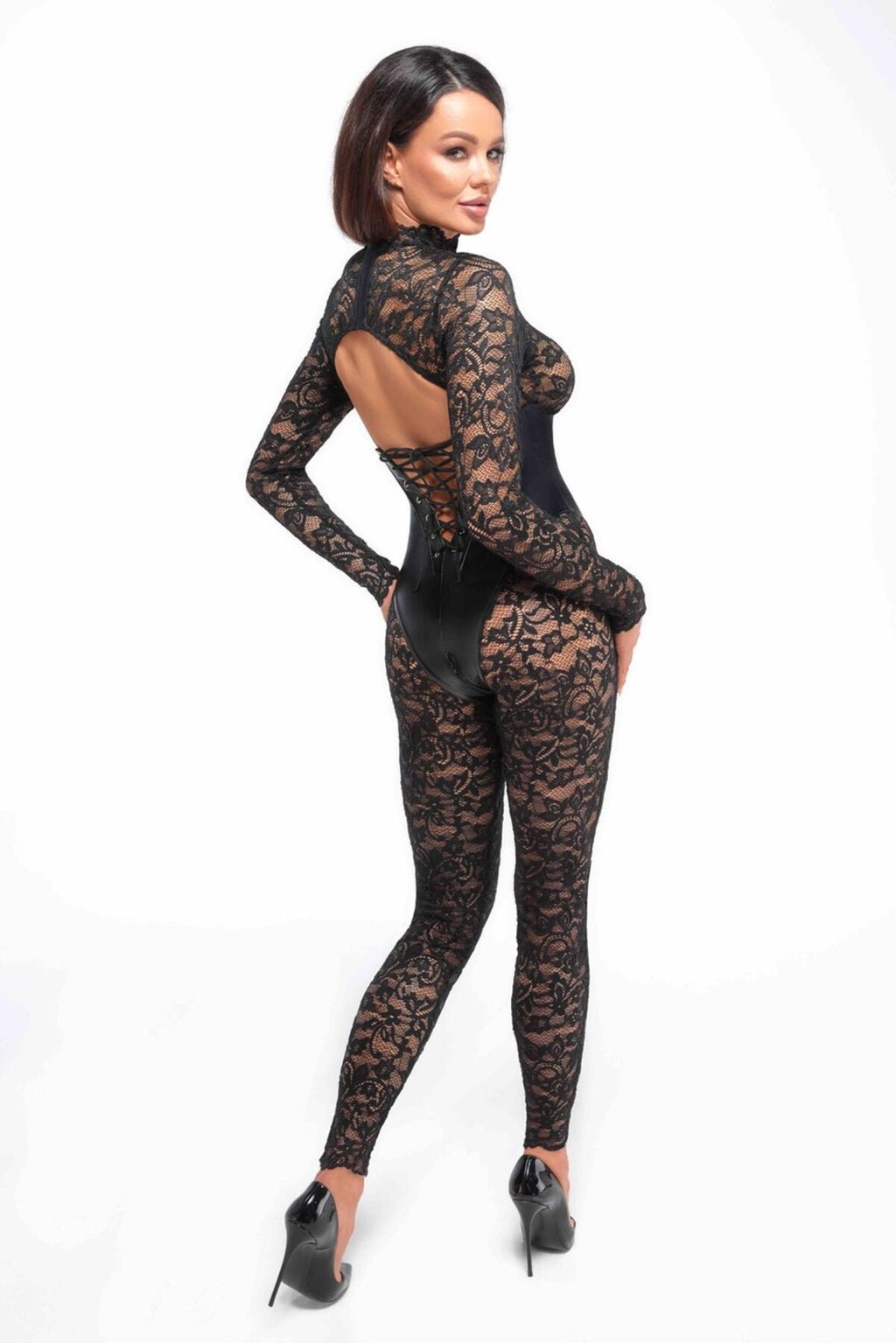 Noir Handmade (Польща) Комбінезон Noir Handmade F299 Enigma, 3XL, мереживо, довгий рукав, імітація корсета, доступ