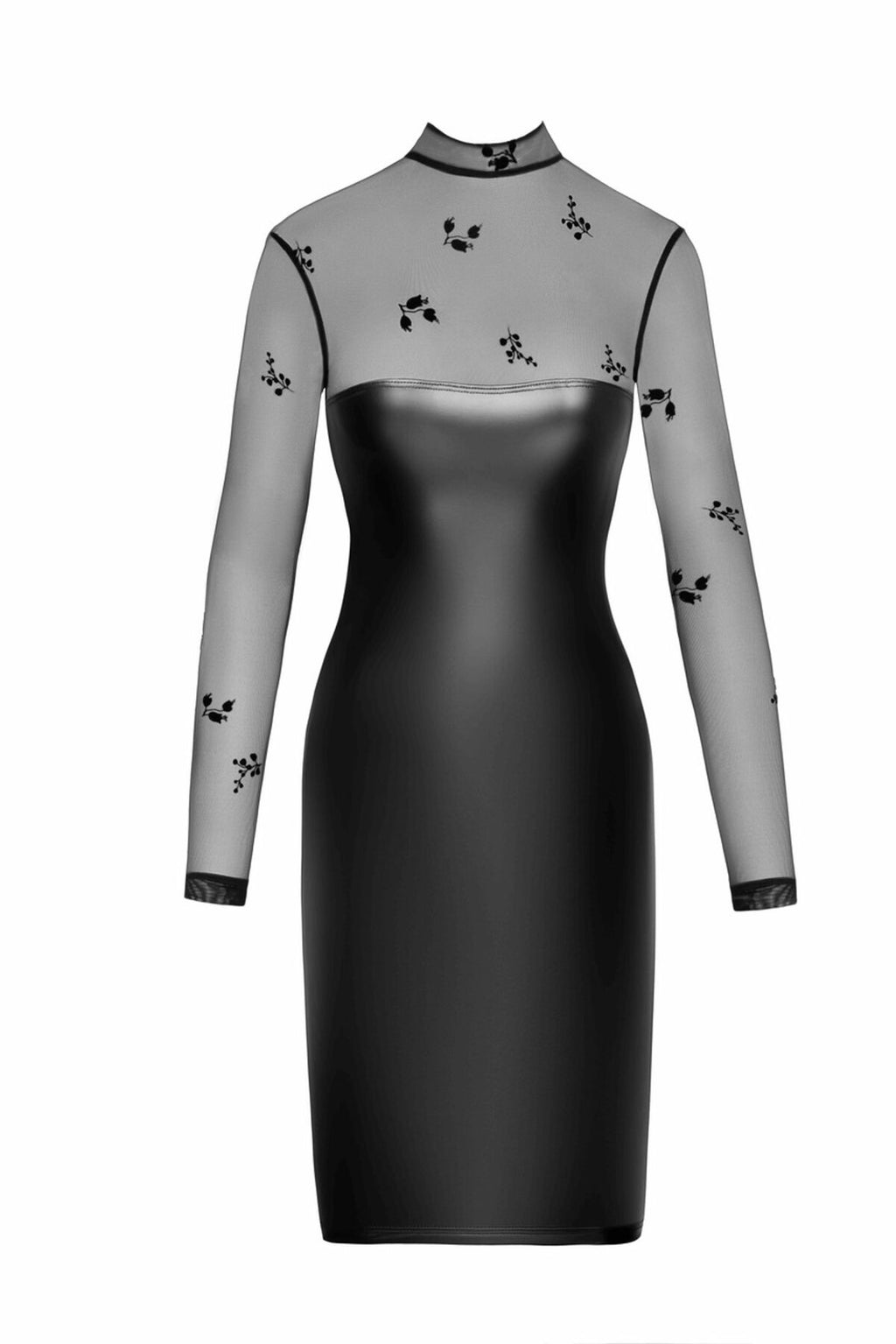 Noir Handmade (Польща) Сукня Noir Handmade F310 Sublime, M, black, міді, мокрий ефект, верх — сітка, довгий рукав