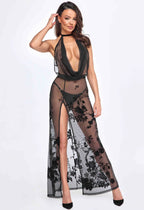 Сукня Noir Handmade F312 Divinity, 3XL, black, прозора, до підлоги, відкрита спи