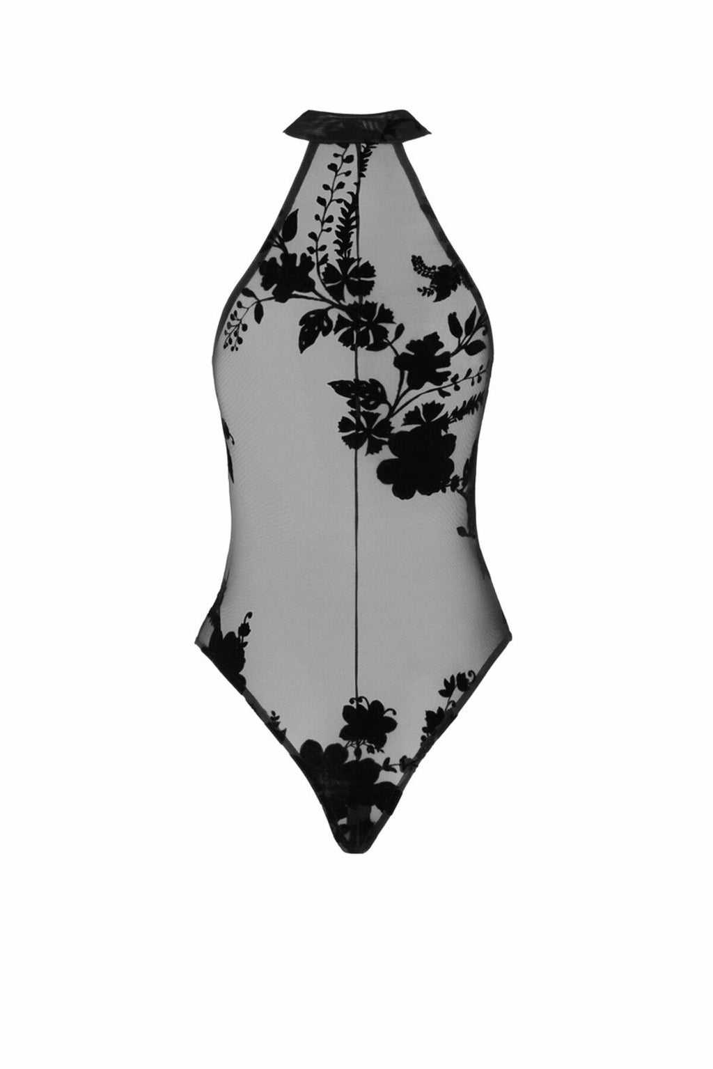 Noir Handmade (Польща) Боді Noir Handmade F314 Ego, L, black, сітка, халтер, високі вирізи, блискавка по всій довжині