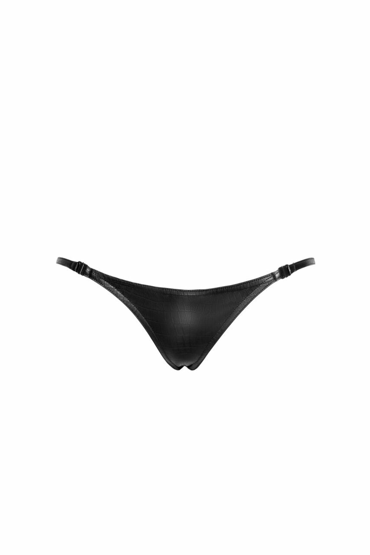 Noir Handmade (Польща) Трусики-стрінги Noir Handmade P012 Wild, M, під латекс, крокодиловий принт, застібки з боків