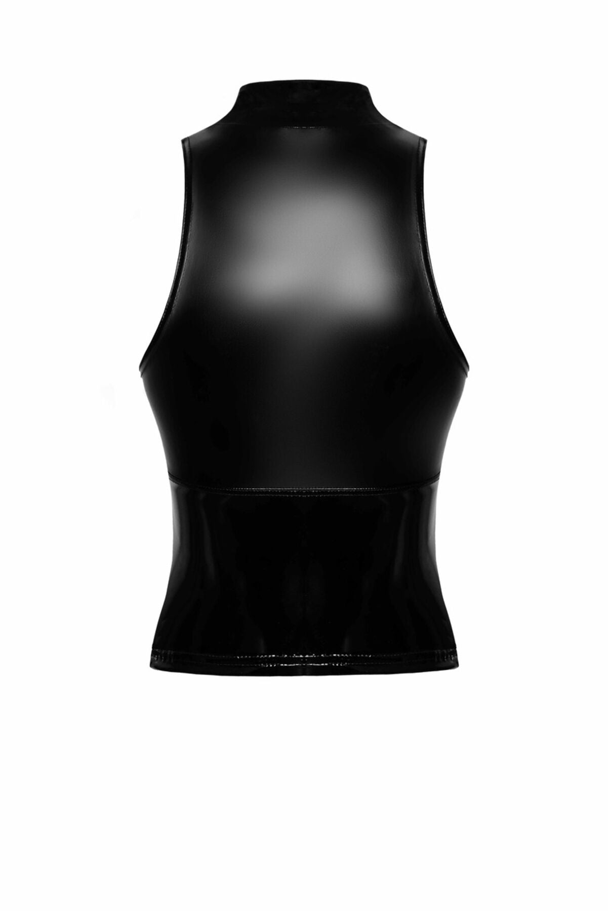 Noir Handmade (Польща) Топ Noir Handmade F324 Glam, 3XL, black, халтер, на блискавці, вінілові вставки, комір-стійка