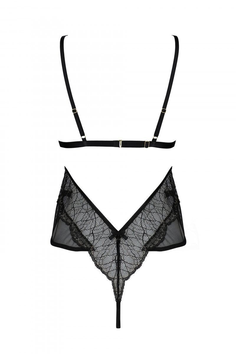 Passion (Польща) Боді Passion AMBERLY BODY black, L/XL, відкрита спина, низ стрінги