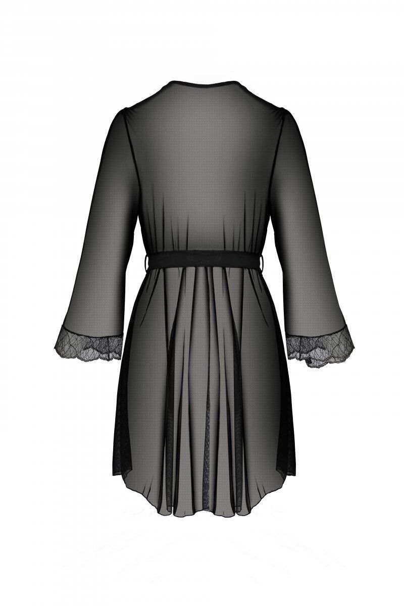 Passion (Польща) Пеньюар Passion AMBERLY PEIGNOIR black, L/XL, пояс у комплекті