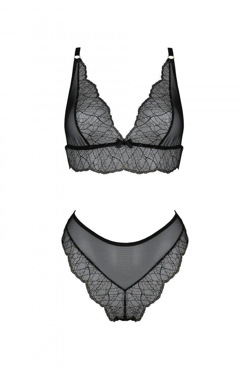 Passion (Польща) Комплект Passion AMBERLY SET black, L/XL, бралет і трусики бразиліана