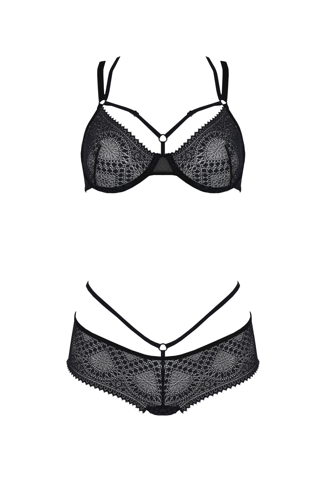 Passion (Польща) Комплект Passion DROSERA BIKINI black, XXL/XXXL, бюстгальтер і трусики-кюлоти