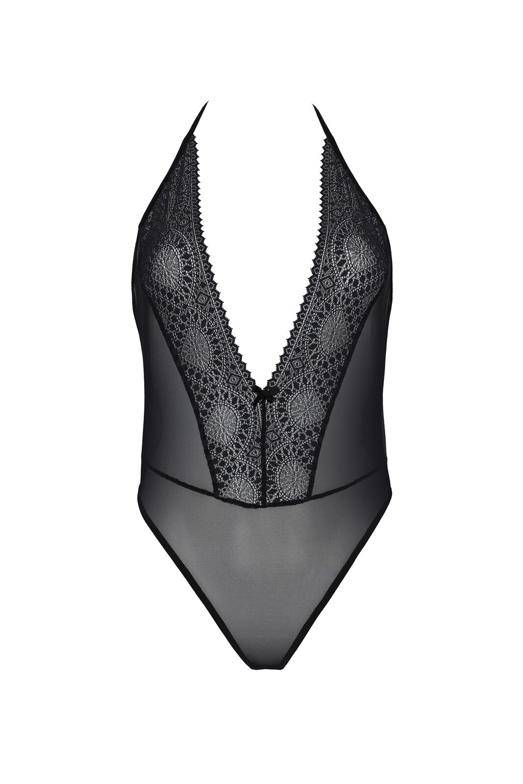 Passion (Польща) Боді Passion DROSERA BODY black, XXL/XXXL, високі вирізи, верх на зав’язках