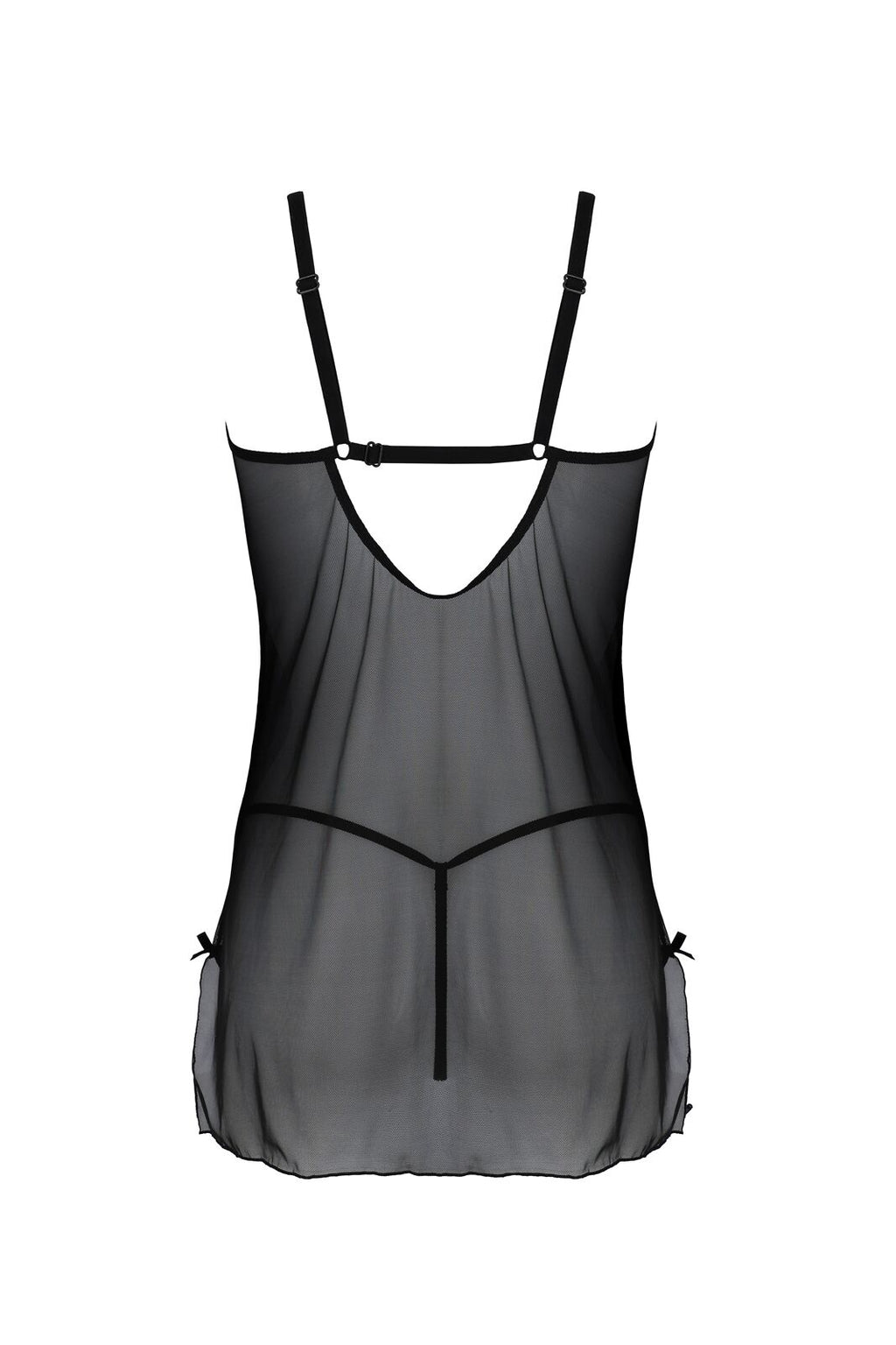 Passion (Польща) Пеньюар Passion DROSERA CHEMISE black, L/XL, мереживний ліф зі стрепами, трусики в комплекті