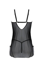 Пеньюар Passion DROSERA CHEMISE black, L/XL, мереживний ліф зі стрепами, трусики