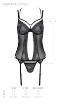 Корсет Passion DROSERA CORSET, з кріпленнями для панчіх, трусики в комплекті