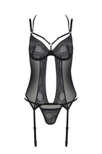 Корсет Passion DROSERA CORSET black, XXL/XXXL, з кріпленнями для панчіх, трусики