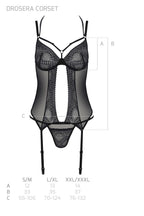 Корсет Passion DROSERA CORSET black, XXL/XXXL, з кріпленнями для панчіх, трусики