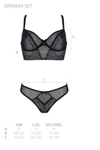 Комплект Passion DROSERA SET, сітка+мереживо, бюстьє та трусики танга
