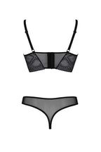 Комплект Passion DROSERA SET black, XXL/XXXL, сітка+мереживо, бюстьє та трусики 