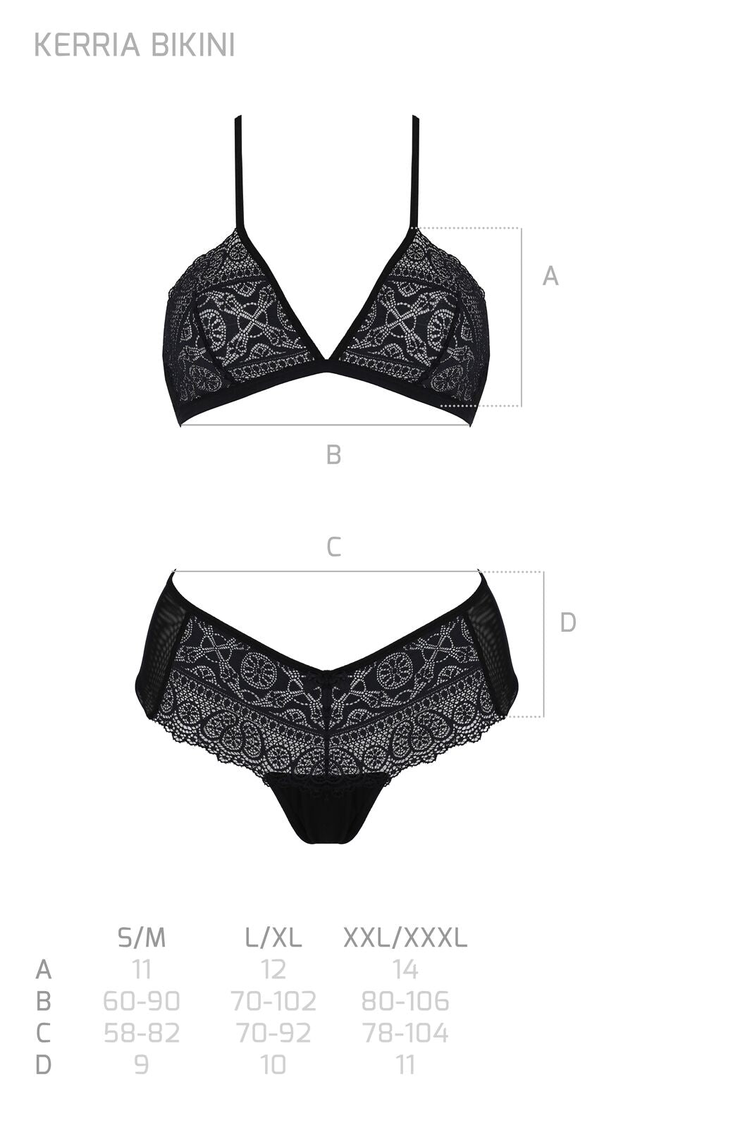 Passion (Польща) Комплект Passion KERRIA BIKINI black, S/M, бралет і трусики-бікіні