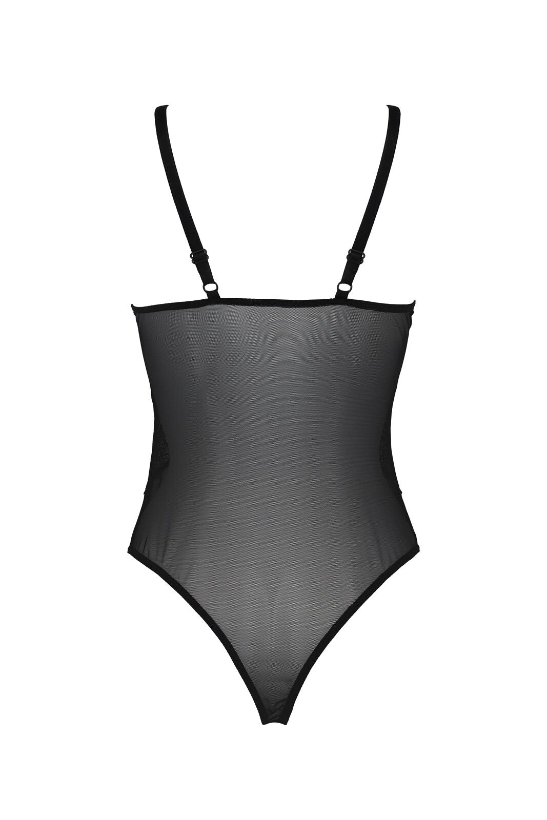 Passion (Польща) Боді Passion KERRIA BODY black, S/M, з високими вирізами та верхом балконет
