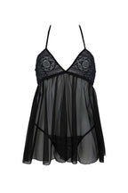 Пеньюар Passion KERRIA CHEMISE, мереживний верх, трусики в комплекті