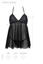 Пеньюар Passion KERRIA CHEMISE, мереживний верх, трусики в комплекті