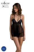 Passion (Польща) Пеньюар Passion KERRIA CHEMISE black, XXL/XXXL, мереживний верх, трусики в комплекті