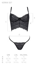 Комплект Passion KERRIA SET black, L/XL, сітка+мереживо, бюстьє та стрінги