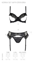 Комплект Passion KERRIA SET WITH OPEN BRA black, L/XL, бюстгальтер з відкритою ч