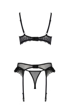 Комплект Passion KERRIA SET WITH OPEN BRA, бюстгальтер з відкритою чашкою, стрінги, пояс для панчіх