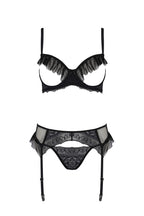Комплект Passion KERRIA SET WITH OPEN BRA black, XXL/XXXL, бюстгальтер з відкрит
