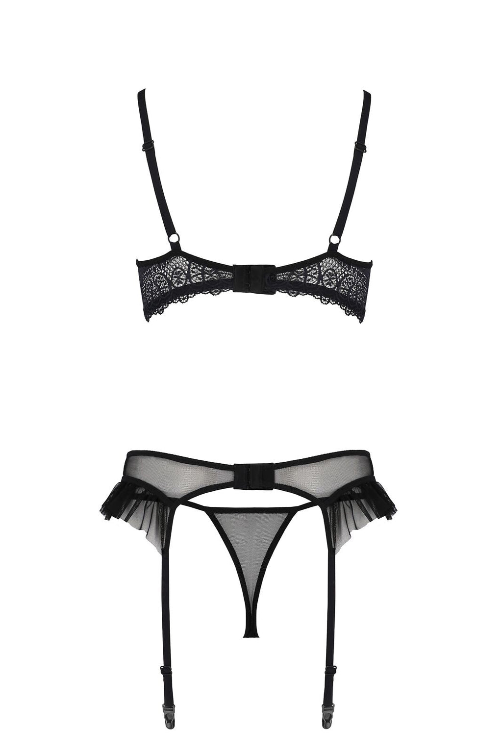 Комплект Passion KERRIA SET WITH OPEN BRA black, XXL/XXXL, бюстгальтер з відкрит