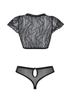 Комплект Passion LEAFA BIKINI, бюстгальтер-топ з рукавчиками, стрінги-шортики з вирізом