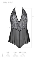 Боді Passion LEAFA BODY black S/M, на зав'язках, м'яка чашка, низ у вигляді шорт