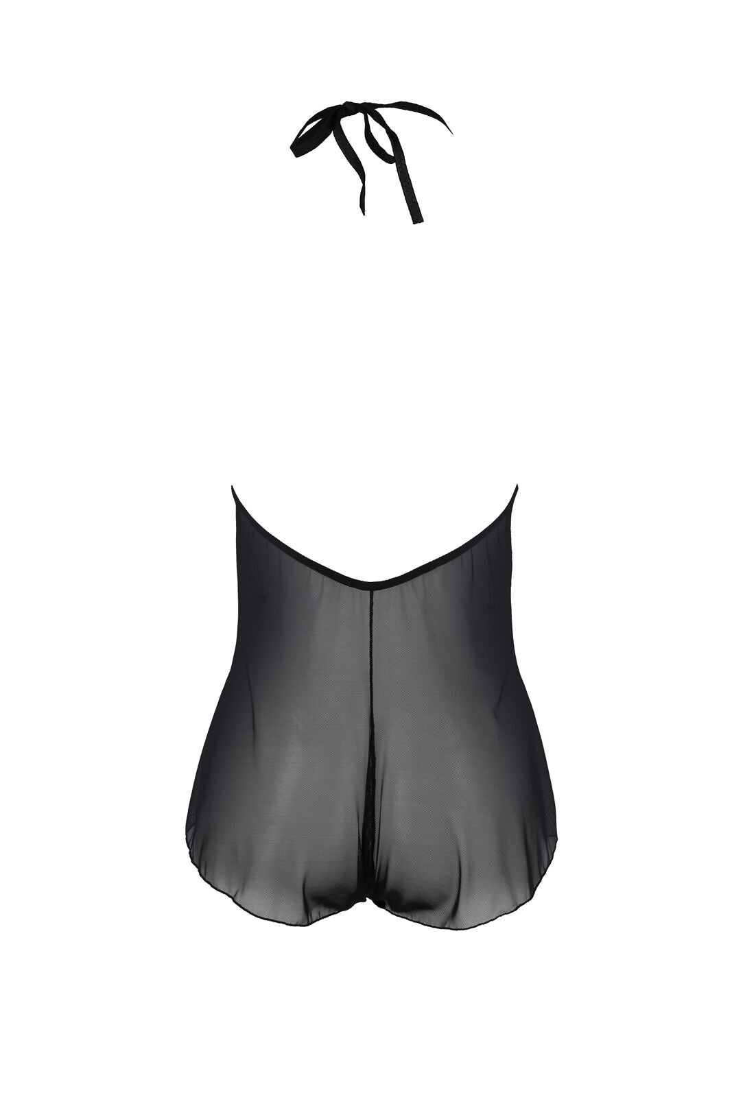 Passion (Польща) Боді Passion LEAFA BODY black, XXL/XXXL на зав'язках, м'яка чашка, низ у вигляді шортиків