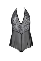 Боді Passion LEAFA BODY black, XXL/XXXL на зав'язках, м'яка чашка, низ у вигляді