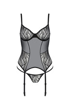 Корсет Passion LEAFA CORSET, м'які чашки, затискачі для панчіх, стрінги в комплекті