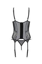 Корсет Passion LEAFA CORSET black, XXL/XXXL, м'які чашки, затискачі для панчіх, 