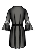 Пеньюар Passion LEAFA PEIGNOIR black, L/XL, довжина трохи вище коліна, широкі ру
