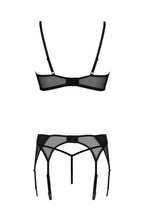 Комплект Passion LEAFA SET black S/M, мереживо+сітка, бюстгальтер на кісточках, 
