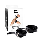 Чоловічі шкіряні наручники Art of Sex - Man Handcuffs Speedway XS-M, колір чорни